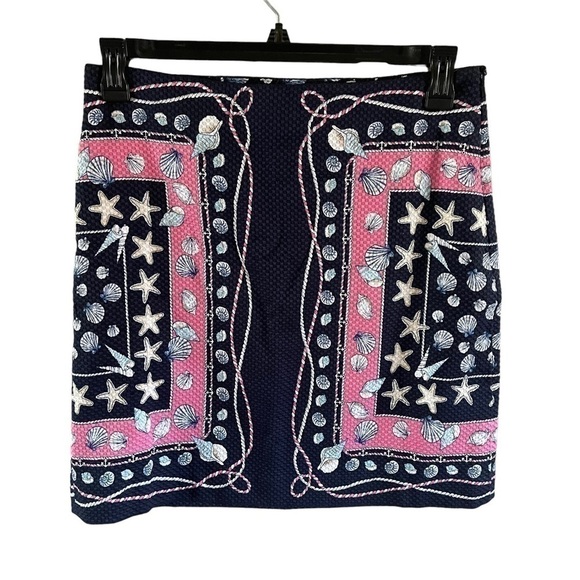 Talbots Sea Shell Skirt size 8 petite EUC lined textured coastal beach - Picture 3 of 12